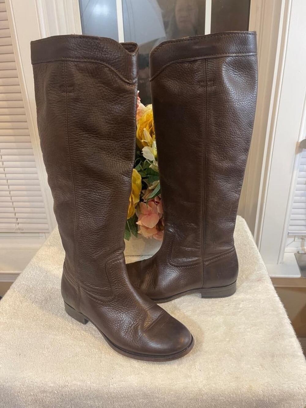 Frye Cara 3478329 Knee High Tall Brown Leather Riding Boots 7B (bota1400